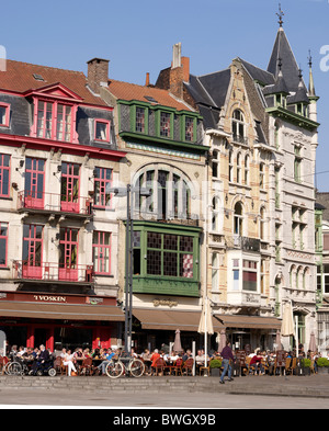 Guild Häuser am Korenmarkt Quadrat in Gent, Flandern, Belgien, Europa Stockfoto