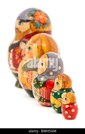 Reihe von traditionellen verschachtelte russischen Matrjoschka-Puppen Stockfoto