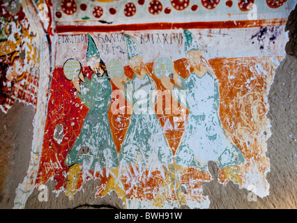 3 Könige byzantinische Malerei an Decke in Ağaçaltı Kirche in Ihlara Tal Anatolien Cappadocia Nevsehir Türkei 101532 Turkey2010 Stockfoto