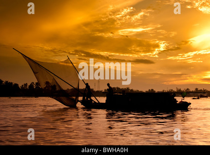 Sonnenaufgang auf dem Mekong Stockfoto