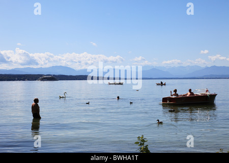 Starnberger See See, Blick vom Roseninsel Insel in den Alpen, Fuenfseenland Region, Upper Bavaria, Bayern, Deutschland, Europa Stockfoto