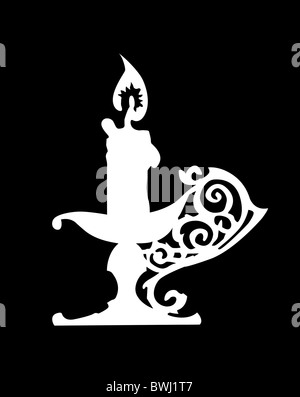 Vektor-Silhouette der Kerze auf schwarzem Hintergrund Stockfoto