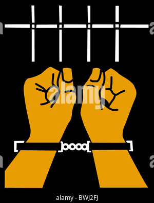 Abbildung der Hände in manacle Stockfoto