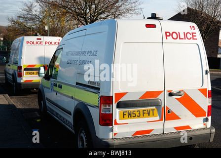 Wissenschaftliche Unterstützung Polizeifahrzeuge Nottinghamshire Stockfoto