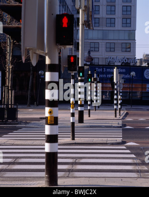 Fußgängerüberweg mit Fußgängerampel in Rotterdam, Niederlande (NL) Stockfoto