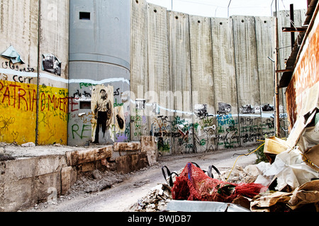 Israelischen Sicherheitszauns außerhalb Bethlehem im Westjordanland Stockfoto