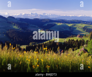 Emmentaler Hügel Landschaft Landschaft Hügellandschaft Alpen alpin Kämmen Berge Alpen Kanton Bern Bern Schweiz Stockfoto