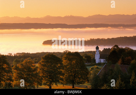 Europa, Deutschland, Bayern, in der Nähe von Tutzing, Blick vom Ilkahoehe auf See Starnberg Europa, Deutschland, Bayern, Bei Tutzing, Bl Stockfoto