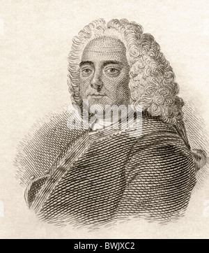 George Frideric Handel, 1685-1759. Deutsch-britische Barock-Komponisten. Stockfoto