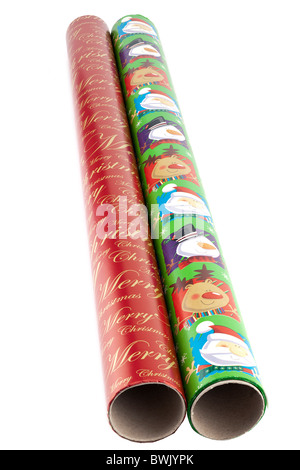 Zwei Rollen Weihnachten Geschenkpapier Stockfoto