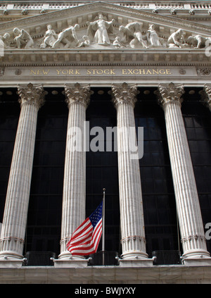 Der New Yorker Börse nahe der Wall Street in New York City, USA Stockfoto