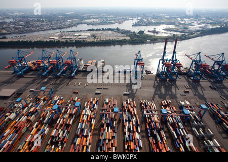 Container-Portalkran, Hafen Hamburg, Deutschland Stockfoto