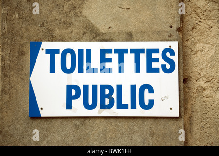 Öffentliche Toilette Schild, Meaux, Ile de France Frankreich Stockfoto