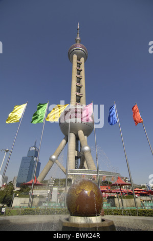 China Asien Shanghai Pudong Oriental Pearl Tower Tower Turm Fernsehturm Stockfoto