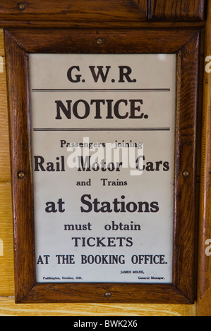 Innere des GWR Autocoach Wagen Stockfoto