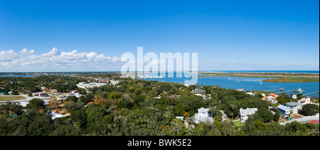 Panorama von St. Augustine von der Spitze des Augustinus Licht, Anastasia Island, St. Augustine, Florida, USA Stockfoto