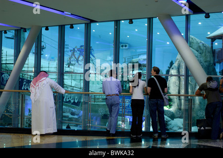 Ski Dubai Mall Emirat Ski Halle Wintersport Ski Skifahren Fenster Freizeit Dubai Vereinigte Arabische Emirate Asien Stockfoto