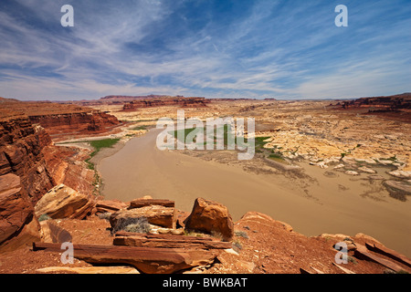 Mit Blick auf die Dirty Devil River, Utah, USA Stockfoto