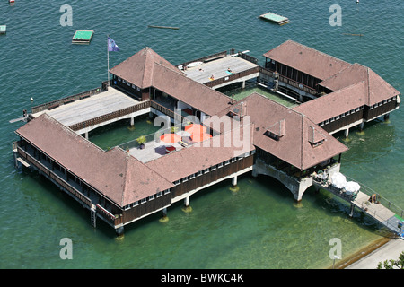 Bad Hütte Rorschach Kanton St. Gallen Schweiz Europa Übersicht Bad Seaside Resort Seeufer See Nachteile Stockfoto