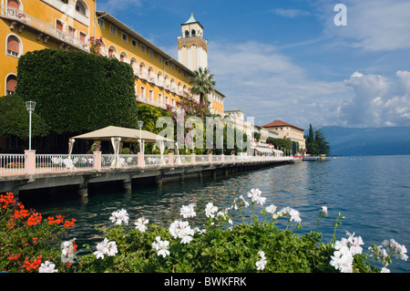 Promenade, Grand Hotel Gardone Riviera, Gardasee, Lago di Garda, Lombardei, Italien, Europa Stockfoto