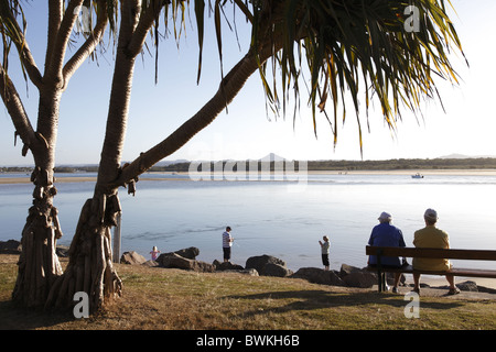 Australien, Queensland, Sunshine Coast, Noosa Heads, Fluss-Szene an Mündung Stockfoto