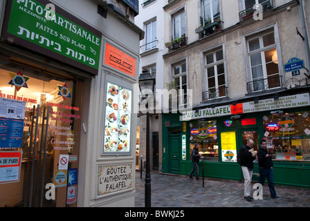 Fallafel Restaurants. Rue des Rosiers. Paris 4. Frankreich Stockfoto