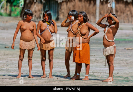 Venezuela Südamerika Indios Yanomami Ironavi Stamm Ureinwohner Indianer Native Eingeborenen Frauen Frau B Stockfoto