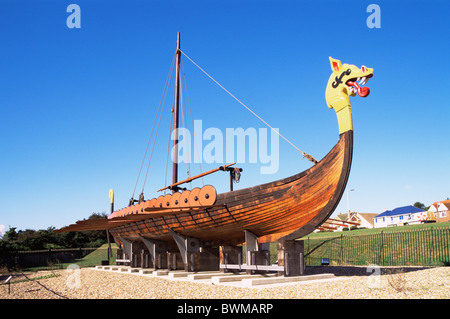 UK England Europa Kent Ramsgate Viking Schiff Hugin Viking Schiff Wikinger Pegwell Bay Großbritannien große Brita Stockfoto