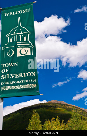 Banner in der historischen Innenstadt, Silverton, Colorado Stockfoto