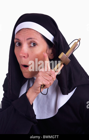 Verschiedenen Nonne mit lustigen Ausdruck Stockfoto