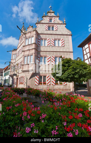 GASTHAUS ZUM ENGEL RESTAURANT, RENAISSANCE-GEBÄUDE AUS DEM JAHRE 1556, BAD BERGZABERN, RHEINLAND-PFALZ, DEUTSCHLAND Stockfoto