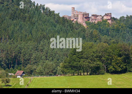 UMGEBUNG, GRAFENDAHN, TANSTEIN, GRUPPE VON BURGEN IN DER NÄHE VON DAHN, DAHNER FELSENLAND, PFÄLZER WALD, PFALZ, RHEINLAND-PFALZ, DEUTSCHLAND Stockfoto