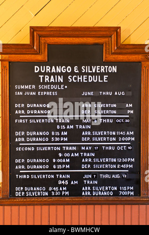 Planen Sie im Durango & Silverton Narrow Gauge Railroad Depot, Durango, Colorado Stockfoto