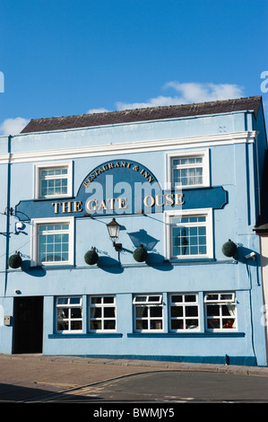 Geschäfte und Restaurants in Monmouth Stockfoto