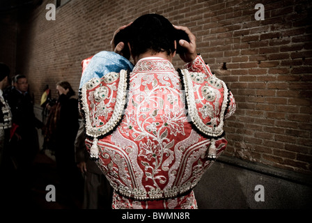 Stierkampf in der Stierkampfarena Las Ventas. Madrid. Spanien. Traje de Luces.  Torero Kostüm Stockfoto