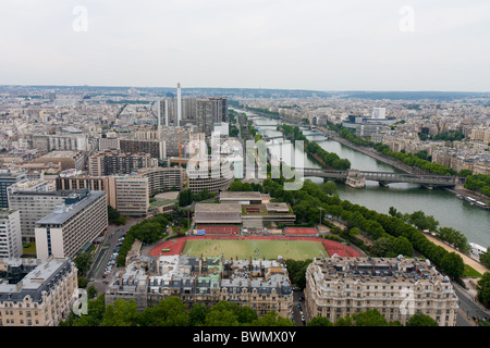 Paris vom Eiffelturm (Tour) Blick nach Süden Westen gesehen Stockfoto