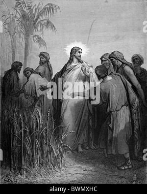 Gustave Doré; Jesus und seine Jünger Fuß durch das Kornfeld am Sabbat (Mark Ii 23-27); Schwarz / weiß-Gravur Stockfoto