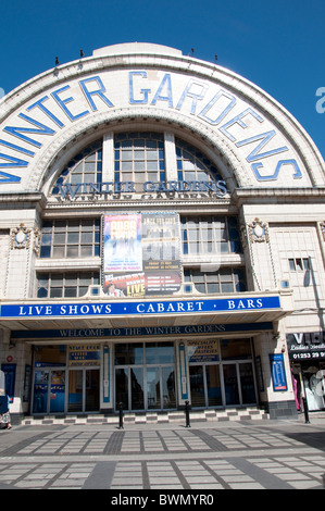 Die Eingangsfassade des Winter Gardens Theatre in Blackpool an der Küste von Lancashire in Nordengland Stockfoto