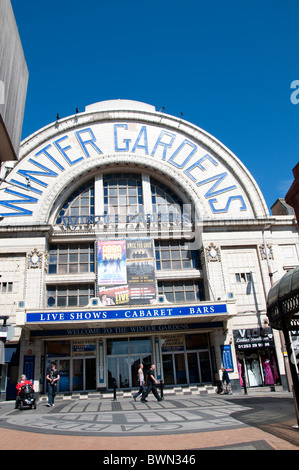 Die Eingangsfassade des Winter Gardens Theatre in Blackpool an der Küste von Lancashire in Nordengland Stockfoto