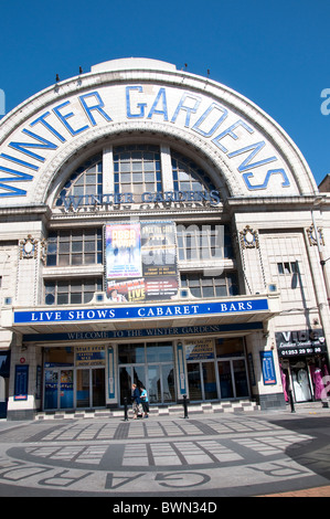 Die Eingangsfassade des Winter Gardens Theatre in Blackpool an der Küste von Lancashire in Nordengland Stockfoto