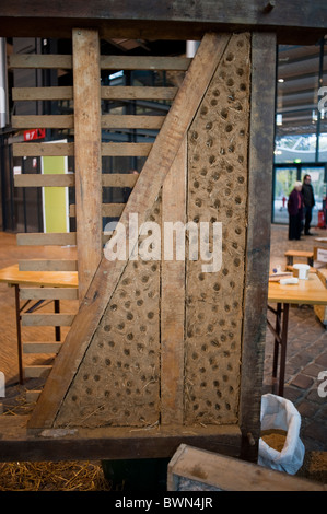 Paris, Frankreich, Messe, 'Salon Batir Ecologique', Green Buildings Products, Display Natural Insulation Wall, energieeffizientes Zuhause Stockfoto
