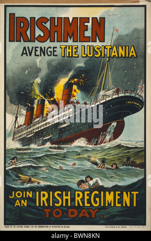 Iren rächen der Lusitania RMS Lusitania beitreten Irish regiment Recruiting Irland Europa 1915 Geschichte Histo Stockfoto