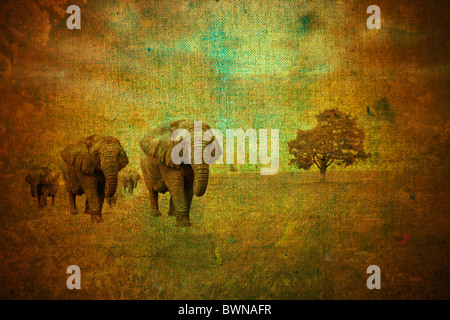 abstrakte Vintage Savannenlandschaft Stockfoto