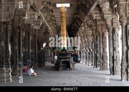 Stellt das Prithvi (Erde) Linga, Shiva, der Sri Ekambaranathar Tempel; Saivite; Kanchipuram; Kancheepuram, Tamil Nadu, Stockfoto