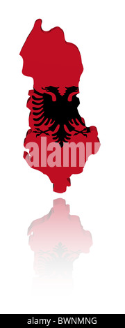 Albanien Karte Flagge mit Reflexion illustration Stockfoto