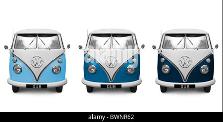 VW Devon Camper - blau, verschiedenen Leichtigkeit so Farbe über Farbton/Sat angepasst werden kann. Stockfoto