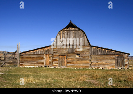 Mormon Zeile Scheune, Grand Teton Stockfoto