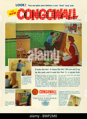 Anzeige für Congowall, Vinyl Wandbelag, ein DIY-Produkt in der praktischen Householder Magazin, 1956 Stockfoto