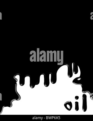 schwarze glänzende Tropfen Öl mit text Stockfoto
