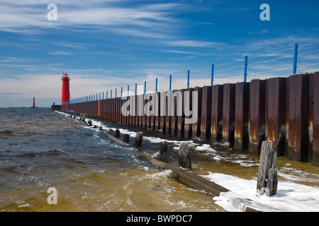 South Breakwater Leuchtturm entlang des Lake Michigan Grand Haven, MI USA durch Willard Clay/Dembinsky Foto Assoc Stockfoto